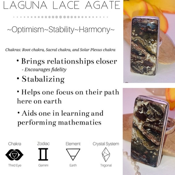 •COOL• Mexican Laguna Lace Agate Gemstone Handmade Ring - Picture 6 of 6